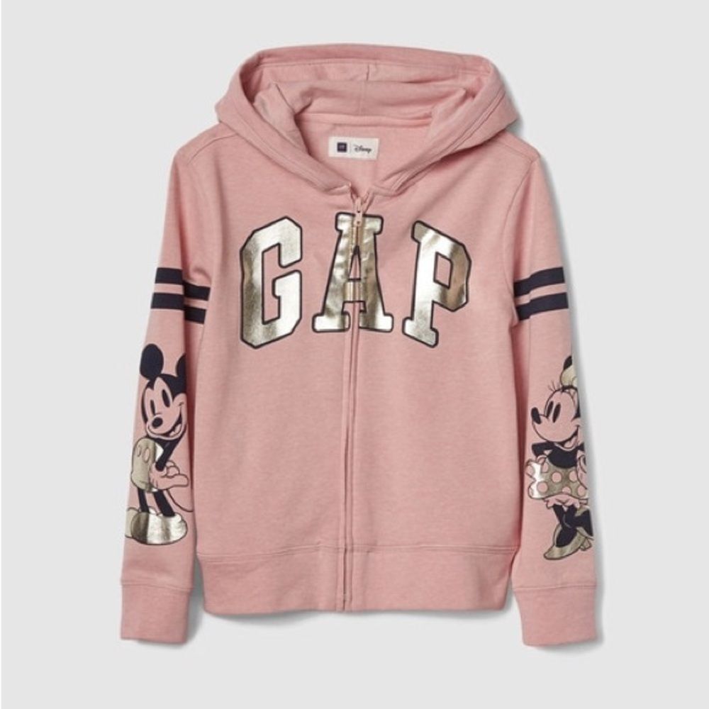 GAP Kids x Disney Mickey & Minnie Mouse Pink Gold Zipper Hoodie Size XXL